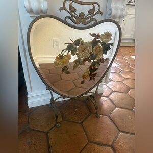 💕Heart-Shaped painted rose Brass Mirror fireplace screen decorative